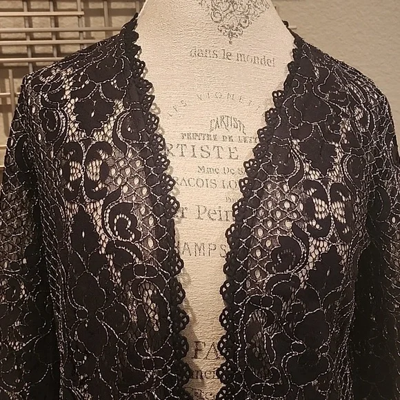 NWOT Isaac Mizrahi Lace Duster Black Sz XXS - Picture 2 of 12
